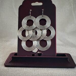 Silver Multi-Ring Dangle Earrings - Women Jewelry